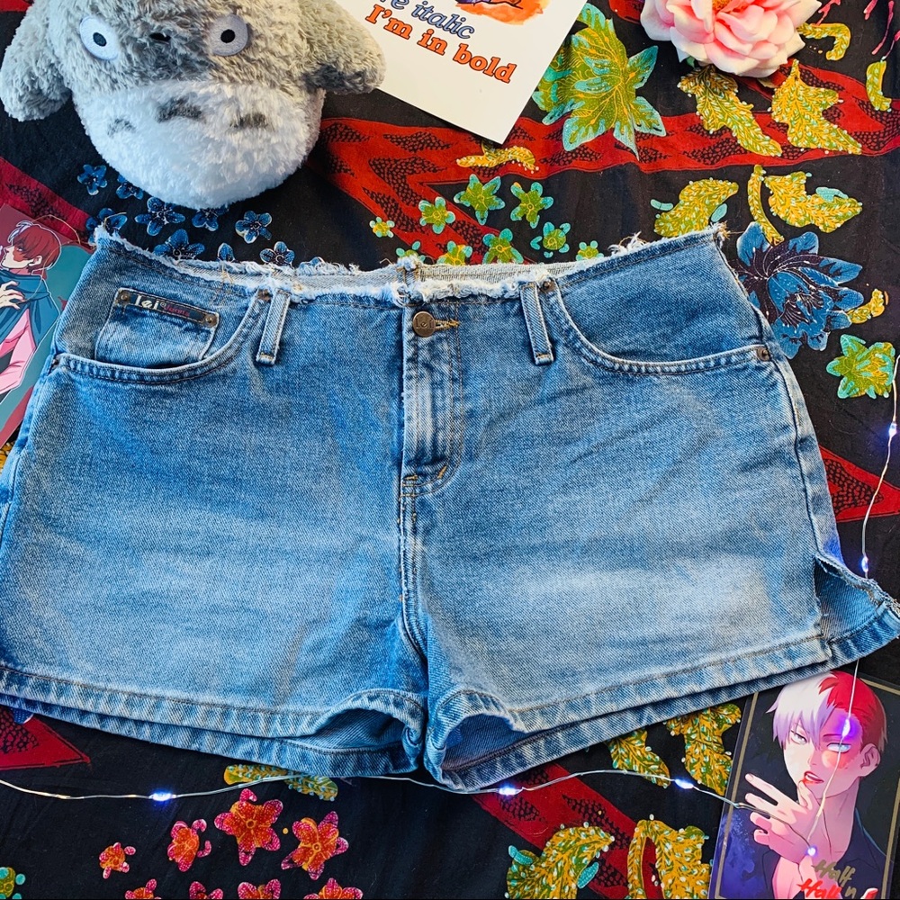 Lei Blue Denim Distressed Shorts